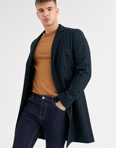 Пальто в темно-синюю и зеленую клетку PS Paul Smith-Темно-синий