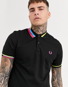 Черная хлопковая футболка-поло с отделкой на воротнике Fred Perry-Черный