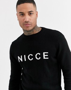 Черный джемпер с круглым вырезом и логотипом Nicce