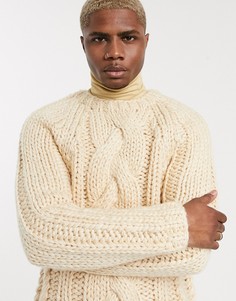 Трикотажный джемпер из плотного материала ASOS DESIGN-Бежевый