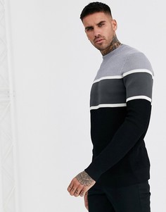 Серый джемпер в стиле колор блок River Island