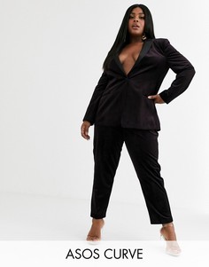 Бархатные узкие брюки под смокинг ASOS DESIGN Curve-Красный