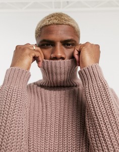 Розовая водолазка из плотного материала ASOS DESIGN-Розовый