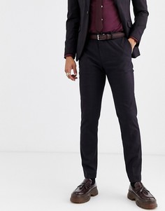 Брюки узкого кроя в бордовую клетку Topman-Красный