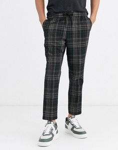 Серые укороченные брюки в клетку New Look-Мульти