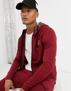 Бордовый худи на молнии SikSilk-Красный