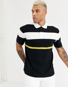 Черная футболка-поло с сетчатыми полосками Fred Perry-Черный