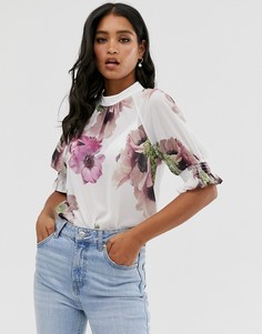 Топ с пышными рукавами и цветочным принтом Ted Baker Cayliee-Мульти