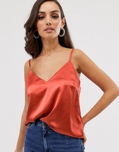 Атласный топ на бретельках ASOS DESIGN-Красный