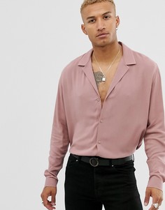 Пыльно-розовая свободная рубашка из вискозы с отложным воротником ASOS DESIGN-Розовый