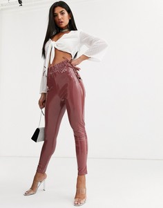 Брюки скинни со шнуровкой ASOS DESIGN-Розовый