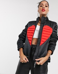 Стеганая куртка с принтом сердца Love Moschino-Черный