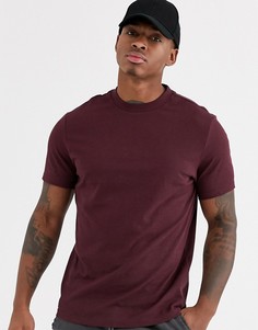 Бордовая футболка из органического хлопка с круглым вырезом ASOS DESIGN-Красный