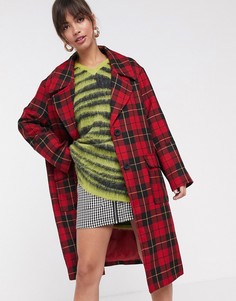 Клетчатое пальто в стиле гранж ASOS DESIGN-Мульти