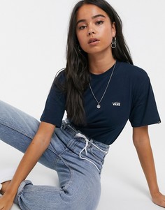 Темно-синяя футболка с маленьким логотипом Vans-Темно-синий