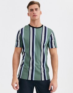Зеленая футболка в вертикальную полоску River Island-Зеленый