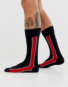 Черные носки с полосками по бокам и логотипом Calvin Klein-Черный