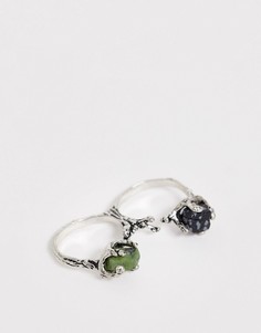 Серебристое кольцо с полудрагоценными камнями Reclaimed Vintage эксклюзивно для ASOS-Серебряный