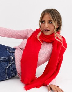 Мягкий широкий шарф с бахромой Glamorous-Красный