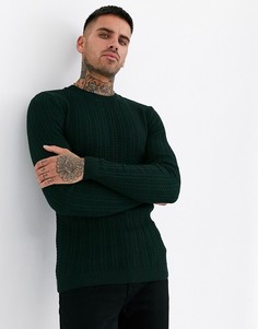 Легкий обтягивающий джемпер темно-зеленого цвета ASOS DESIGN-Зеленый