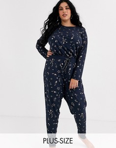 Пижама большого размера с принтом Chelsea Peers-Темно-синий