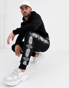 Черные джоггеры с ацтекским принтом River Island-Черный