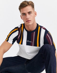 Темно-синяя футболка в стиле колор блок River Island-Темно-синий