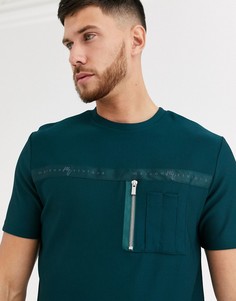 Сине-зеленая футболка в стиле милитари River Island-Синий