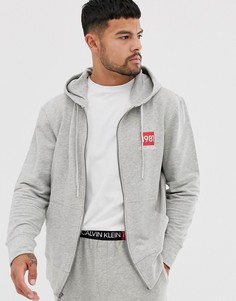 Серый худи на молнии с логотипом Calvin Klein 1981