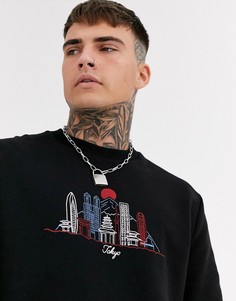 Черный свитшот с принтом ASOS DESIGN