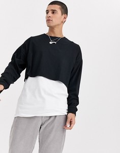 Черный укороченный oversize-лонгслив ASOS DESIGN