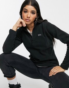 Черный флисовый топ с молнией 1/2 и логотипом Helly Hansen