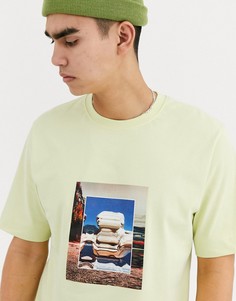 Свободная футболка с принтом ASOS WHITE-Желтый