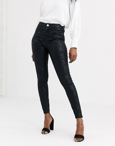 Черные зауженные джинсы со змеиным принтом Lipsy-Черный