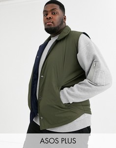 Дутый жилет цвета хаки ASOS DESIGN Plus-Зеленый