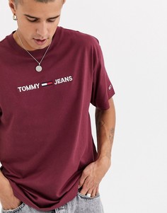 Бордовая футболка с логотипом на груди Tommy Jeans-Красный