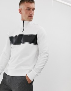 Белый свитшот с воротом на молнии и полосой на груди Calvin Klein-Черный