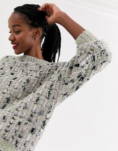 Джемпер в клетку с эффектом металлик и объемными рукавами ASOS DESIGN-Мульти