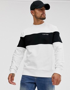 Свитшот колор блок с логотипом (белый/черный) Calvin Klein