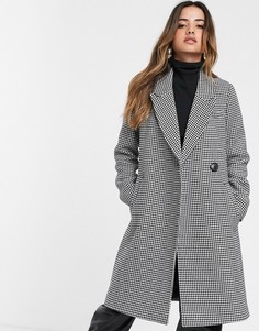 Пальто в гусиную лапку с поясом и добавлением шерсти Stradivarius-Мульти