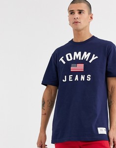 Темно-синяя футболка с логотипом на груди Tommy Jeans americana-Темно-синий