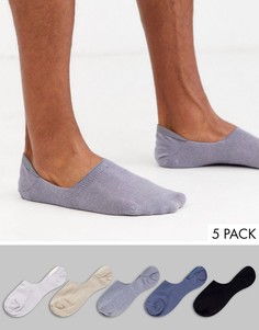 5 пар невидимых носков ASOS DESIGN - Скидка-Мульти