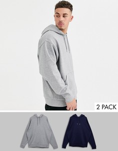 Набор из 2 oversize-худи (серый меланж/темно-синий) ASOS DESIGN-Мульти