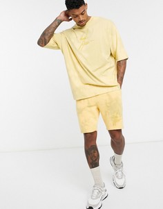 Плотная oversize-футболка от комплекта с принтом тай-дай и вышитым логотипом \Dark Future\" ASOS DESIGN-Желтый