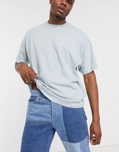 Свободная длинная футболка с круглым вырезом ASOS DESIGN-Синий
