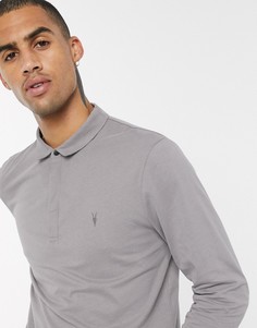 Серое поло с длинными рукавами и принтом AllSaints-Серый