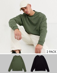2 oversize-свитшота (черный/хаки) ASOS DESIGN-Мульти