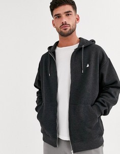 Oversize-худи темно-серого цвета с молнией ASOS DESIGN-Серый