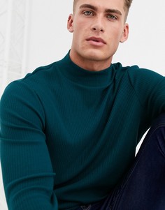 Зеленая футболка с высоким воротом River Island-Зеленый