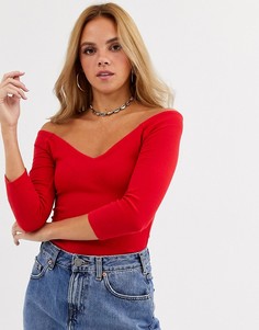 Боди с открытыми плечами Free People-Красный